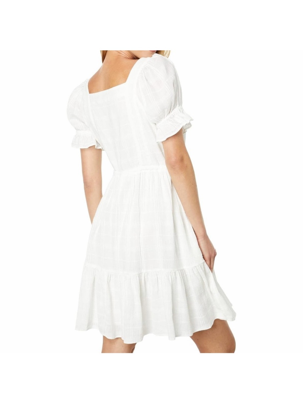 Madewell White Square-Neck Puff-Sleeve Mini Dress